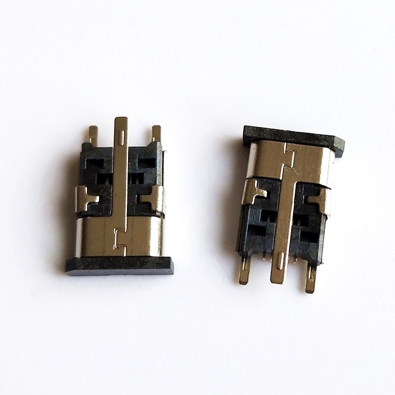 Micro USB 5Pin立式贴片母座 高度10.0MM直边 三只脚带防尘盖